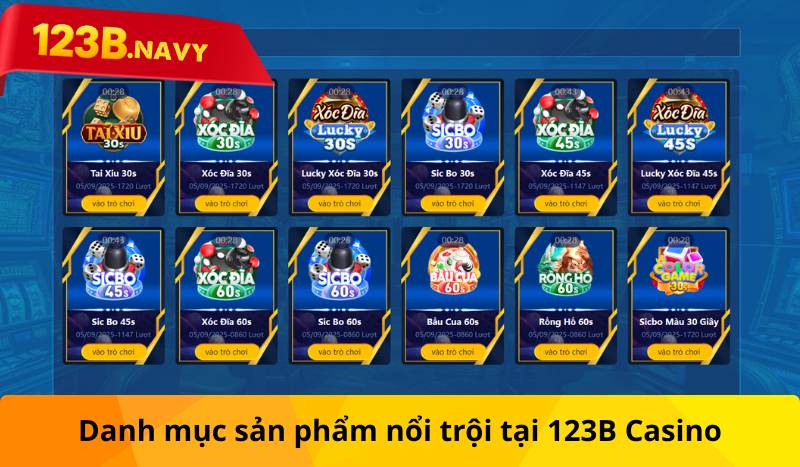 Danh mục sản phẩm nổi trội tại 123B